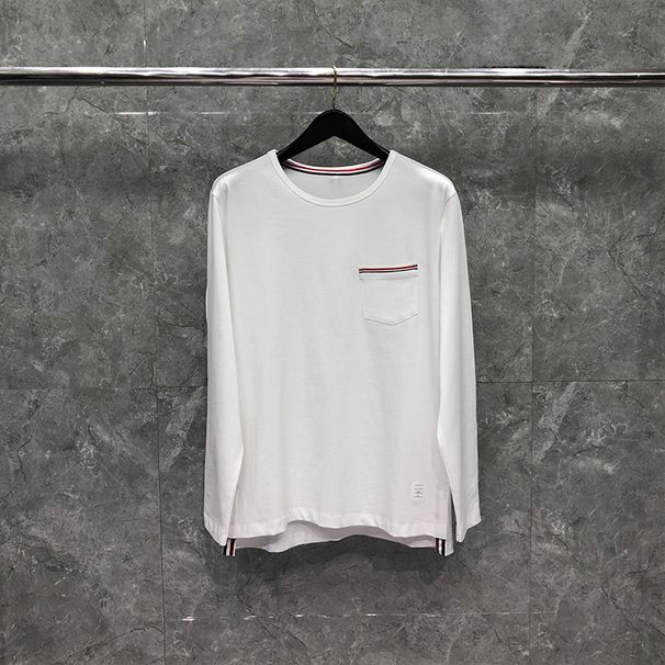 TIME BREATHE TB Sleeve T-Shirt Spring Autumn Slim Fit Front Short Back Long Pure Cotton Base Shirt Top Trendy_viptrois.com