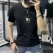 Men's Cotton Printed T-Shirt, Soft Breathable Short Sleeve Tee, Slim Fit Casual Top For Daily Wear, Fashion Solid Basics_viptrois.com