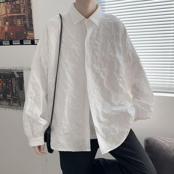 Trendy Men's High-end Korean Version Trendy Relief Print Design Sense Niche Autumn/winter 2025 New Shirt Jacket_viptrois.com