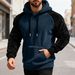 Men's Colorblock Fleece Hoodie – Winter-Ready Polyester Blend With Raglan Sleeves & Contrast Panels (Lightweight, Streetwear Staple, Unisex Fit)_viptrois.com