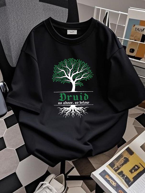 Druid As Above So Below Nature Lover Fantasy RPG Game T Shirt For Gamer Breathable Graphic Homme Soft Designer Clothes Comfortable Stretched_viptrois.com