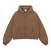 Men's Clothing Boxy Fleece-Lined Zip Hoodie – Unisex Oversized Cropped Jacket, Double-Zip Design, 370g Cotton Blend, Retro Streetwear_viptrois.com