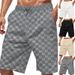 Men's Checkerboard Pattern Heavyweight Shorts - Loose Fit 5-Inch Summer Casual Shorts With Hip Hop Style_viptrois.com