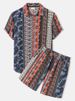 Men's Clothing Trendy Hot Selling Short Sleeved Shirt Suit Retro 3D Printed Flower Shirt_viptrois.com
