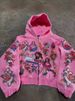Jesus Abstract Cartoon Print Zipper Hoodie Casual Loose New Arrival_viptrois.com