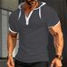 Men's Clothing Short Sleeved Polo Shirts Heavy Loose Hooded Sports Casual T Shirts_viptrois.com
