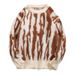 Men's Plus Size Zebra Stripe Knit Sweater – Oversized Pullover With Asymmetric Pattern (Gray/Beige)_viptrois.com