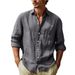 Men's Clothing Men's Tops Pure Cotton Shirt Solid Color Long Sleeved Shirt Men's Casual Cardigan Long Shirt Men_viptrois.com