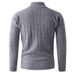 Men's Quarter-Zip Knit Sweater – Winter Thermal Pullover With Stand Collar & Textured Stitch (L-3XL, Slim Fit, Washed Finish, Grey/Deep Navy)_viptrois.com