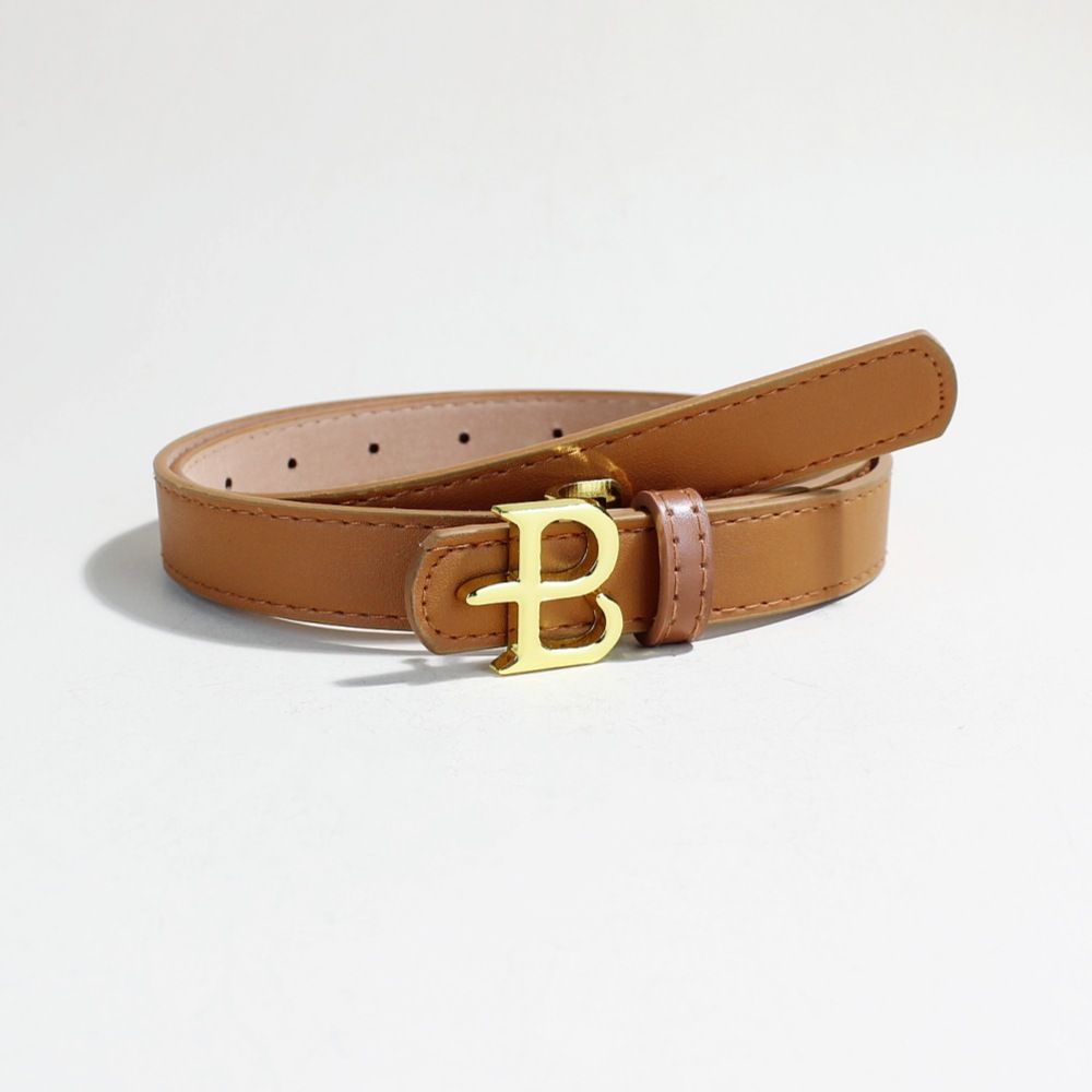 Women's Belts Smooth Buckle Belt Female Fashionable Simple Letters All Match High Grade Belt_viptrois.com