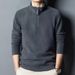 Autumn Winter Men's New Base Shirt Solid Color Double-Sided Half High Sweatshirt Fleece Warm Stand Collar Top_viptrois.com