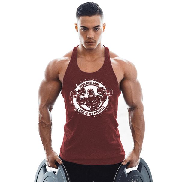 Men's Clothing Sports Exercise Leisure Printed LOGO Quick Dry Breathable Split Cotton Fitness Vest_viptrois.com
