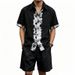 Men's Linen Short Sleeve Shirt And Shorts Set - Breathable Summer Outfit, Casual Lightweight Two-Piece Lounge Suit_viptrois.com