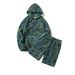 Men's Winter Fleece Hoodie & Shorts Set - 280GSM Polyester Streetwear Wth Adjustable Drawstring & Contrast Stitching (Sage Green/Cream, S-XXL)_viptrois.com