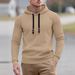 Men's Casual Hooded Sweatshirt With Jacquard Pocket, Lightweight Quilted Fabric, Loose Fit, (S-XXXL), Black/Gray/Khaki/Army Green/Navy_viptrois.com