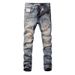Men's Clothing Ripped Patch Jeans Men's Elastic Slim Fit Slim Feet Retro Old Trendy Straight_viptrois.com