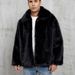 Men's Faux Fur Collar Short Jacket Winter Coat Warm Fleece Outerwear For Casual & Urban Style (Black, Coffee, Light Khaki, Dark Khaki, Camel)_viptrois.com