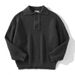 New lazy style collar sweater for men, retro solid color, high-end sense, knitted sweater with a half button collar_viptrois.com