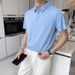 Summer New Men's Polo Shirt Short-sleeved Korean Version Solid Color Fashion High Elasticity Ice Silk Drape Seamless Lapel POLO_viptrois.com