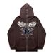 Hoodie Sweatshirt Gothic High Street Full Zipper Oversized Unisex Streetwear Y2 Jacket_viptrois.com