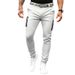 Men's Clothing men's solid color tight casual pants pure cotton zipper pocket all season belt leggings_viptrois.com
