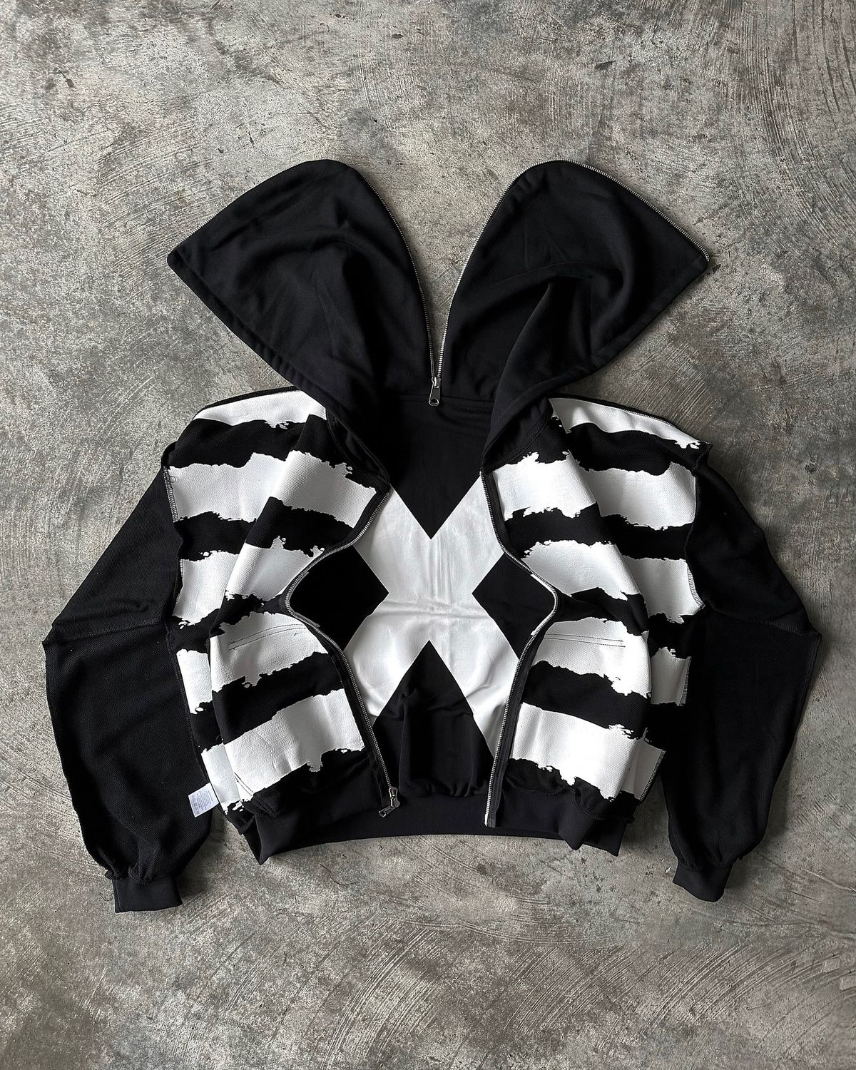 Men's Clothing Full Zipper Split Design Heavyweight Unisex Printed Hooded Sweatshirt_viptrois.com
