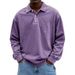 Men's Casual Long Sleeve Button-Up Shirt – Relaxed Fit Polyester Polo Shirt With Spread Collar (10 Colors, S-4XL)_viptrois.com