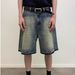 Men's Clothing Summer New Style Washed Retro Distressed Couple Men And Women Casual Five Point Jeans Cat Whisker Silhouette Trendy Loose_viptrois.com