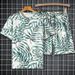 Men's Clothing Ice Silk Leisure Suit Men's Summer Leisure Flower Beach Short Sleeved Shorts Trendy Holiday Suit_viptrois.com