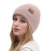 Women's Hats Winter New Patch Knitted Wool Hat For Women Simple Fashion Pullover Cold Hat Thick Warm Ear Protection Hat_viptrois.com