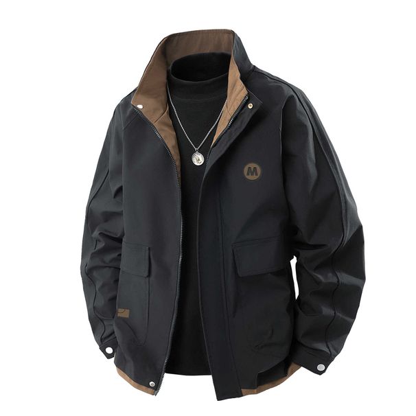 Men's Stand Up Collar Loose Workwear Brand Outdoor Windproof Waterproof Plus Size Submachine Jacket Trendy And Handsome_viptrois.com