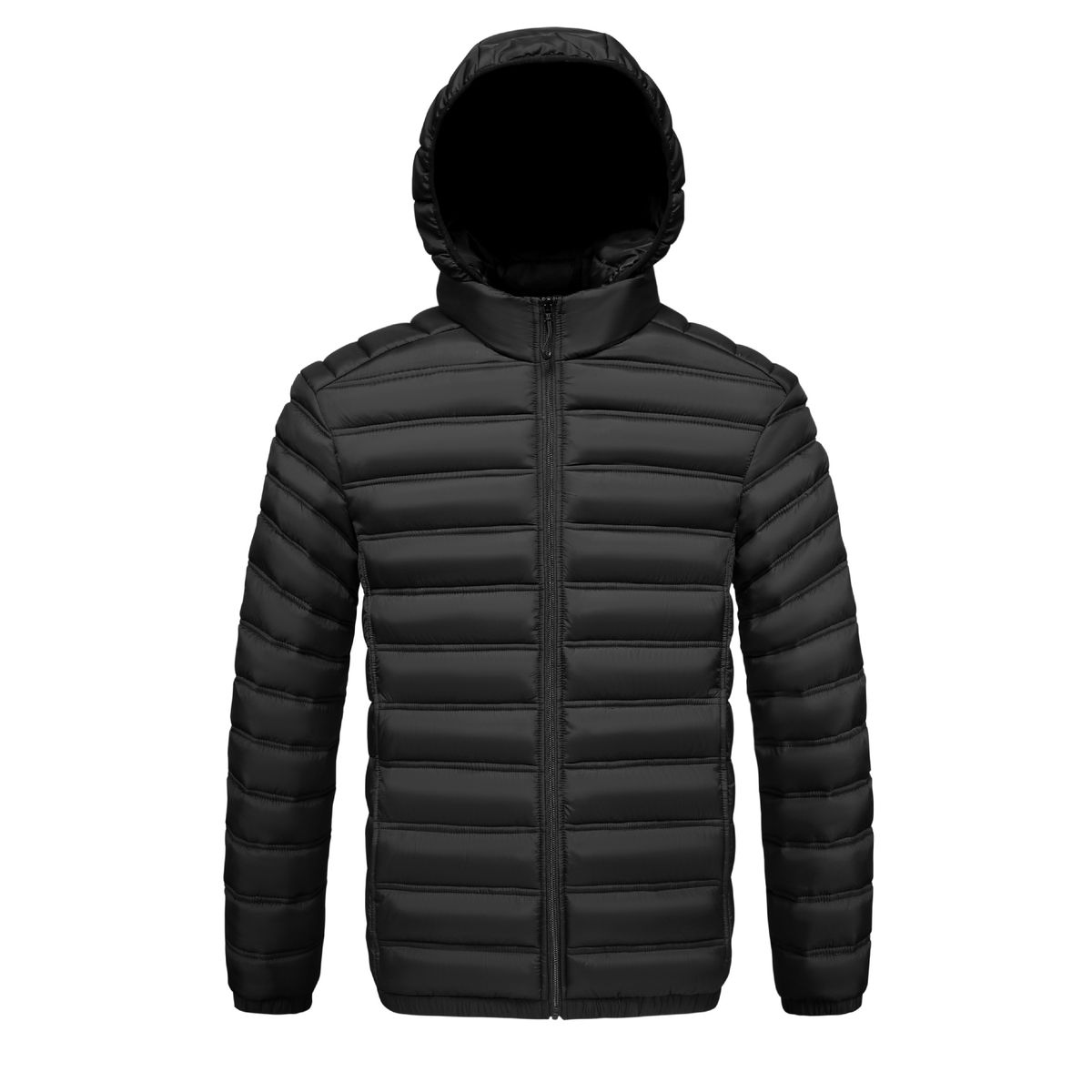 Men's Fleece-Lined Hooded Jacket - Lightweight Quilted Coat For Winter, Casual Outerwear With Zipper Closure_viptrois.com
