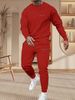 Autumn And Winter 2-piece Set Men's Long Sleeved Round Neck Black Top Loose Casual Hoodie Long Pants SetHerren Trendiges Print Sweatshirt_viptrois.com