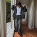 Men's Clothing Autumn Retro Distressed Denim Suit Men's Loose Hooded Jacket Korean Style Trendy Straight Jeans_viptrois.com