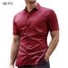 Men's Clothing Popular Four Way Stretch Short Sleeved Shirt Large Size Muscle Man Anti Wrinkle Solid Color Short Sleeved Shirt_viptrois.com
