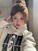 Vintage Letter Embroidered Button Hooded Sweater Men's And Women's Autumn Oversize Personality Trend Pullover Jacket_viptrois.com