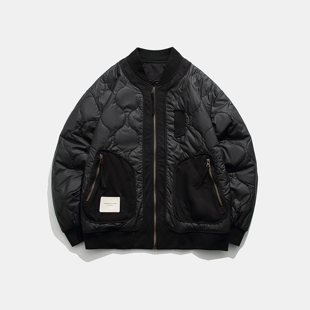 Autumn Winter Baseball Collar Gourd Pattern Men's Trendy Brand Casual Loose Sports Flight Suit Double Cotton Warm Jacket_viptrois.com