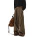 American Lazy Pants Men's Spring, Autumn And Winter Loose Wide-leg Brown Overalls Retro Drape Straight Trousers_viptrois.com