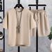Men's Clothing Fashion Suit Waffle Short Sleeved T Shirt Trendy Loose Trendy Sports Casual Two Piece Suit_viptrois.com