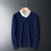 Men's Knitted Sweater V-neck Sweater With Warm Fashion Business Casual B3017_viptrois.com