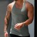 Men's Clothing Knitted Vertical Strip Fitness Sports Leisure Slim Vest Sleeveless Wide Shoulder Vest_viptrois.com