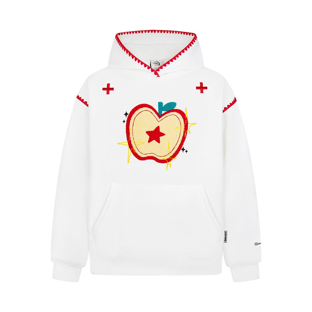 Creative Embroidery Hooded Sweatshirt Trendy Brand Unisex Color-Block Stitching Loose Casual Sports Pullover_viptrois.com