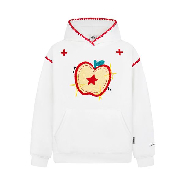 Creative Embroidery Hooded Sweatshirt Trendy Brand Unisex Color-Block Stitching Loose Casual Sports Pullover_viptrois.com