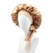 Elastic streamer satin round hat solid color women's long hair nightcap makeup hat knotted beauty perm hat_viptrois.com