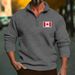 Men's Fleece Zip-up Hoodie With 3d Print, Relaxed Fit, Henry Collar, For Spring & Fall (Black/White/Red/Light Gray/Apricot/Wine Red/Camel/Dark Gray)_viptrois.com