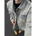Spring And Autumn Yellow Mud Color Denim For Men American Stle Vibe Design Washed Vintage Turn-down Collar Jacket_viptrois.com