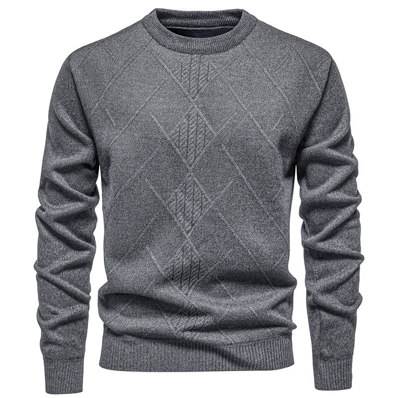 Men's Fleece-Lined Round Neck Pullover Sweater, Winter Warm Oversized Knit Top For Casual & Everyday Wear_viptrois.com