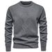 Men's Fleece-Lined Round Neck Pullover Sweater, Winter Warm Oversized Knit Top For Casual & Everyday Wear_viptrois.com