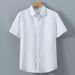 Men's Clothing Men's Short Sleeved Shirt Summer Thin Literary Casual Loose Shirt Striped Jacquard Sun Protection Top_viptrois.com