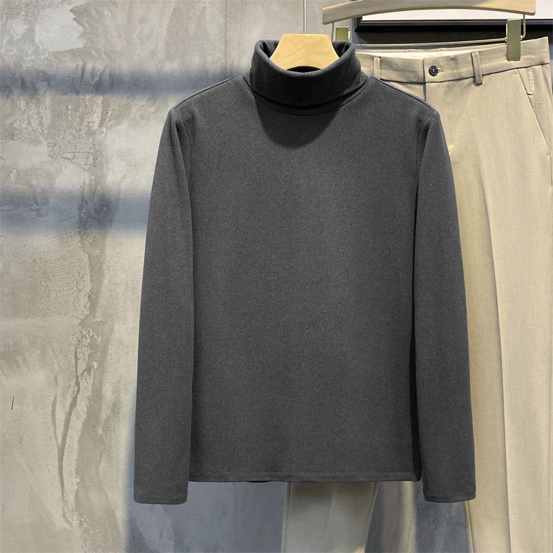 Men's German Fleece Turtleneck Base Layer Shirt Warm Inner Autumn Winter Thickened Double Sided Long Sleeve T-Shirt_viptrois.com